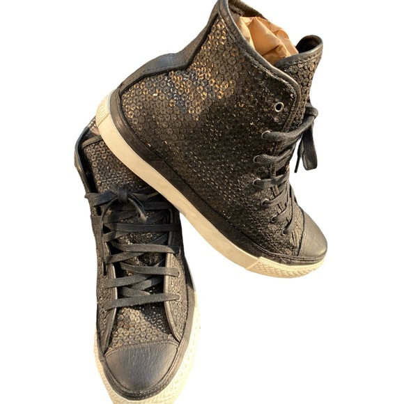 CONVERSE | Black High-Top Sneakers | Black Sequence | EUC | Rare Find - Picture 2 of 7
